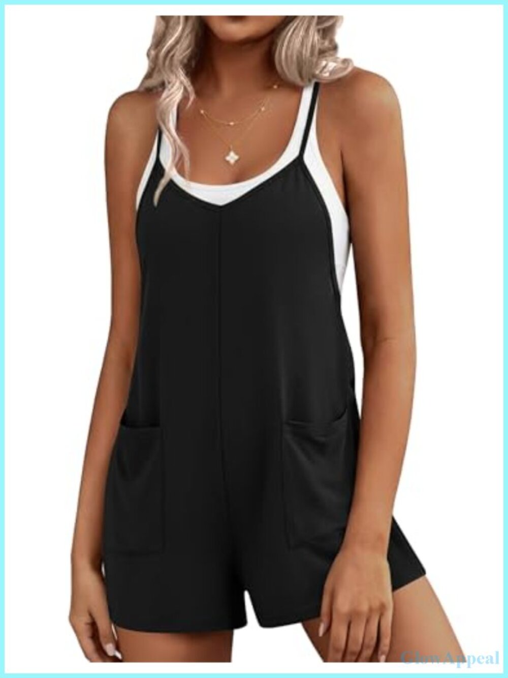 Women's Sleeveless Wide Leg Romper, Boho Casual Jumpsuit with Pockets